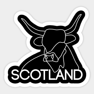 Scottish Highland Cow Continuous Line Drawing (White) Sticker